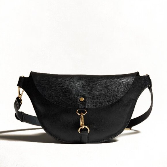Banana Republic Factory Black Leather Crossbody Bag - Picture 1 of 10